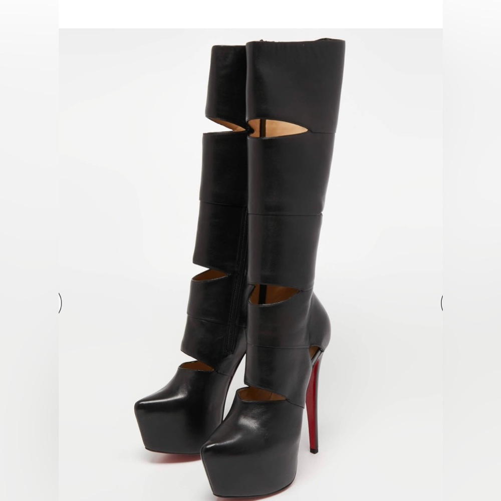 💯 Authentic Christian Louboutin “Bandita” Black Leather Boots 160mm Size 36.5!! - Picture 13 of 15
